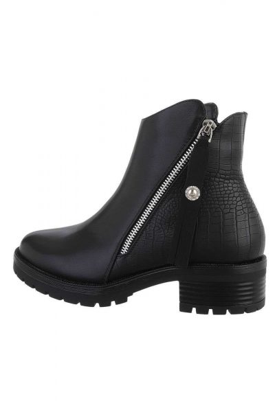 Botine dama elegante, inchidere cu fermoar, negre