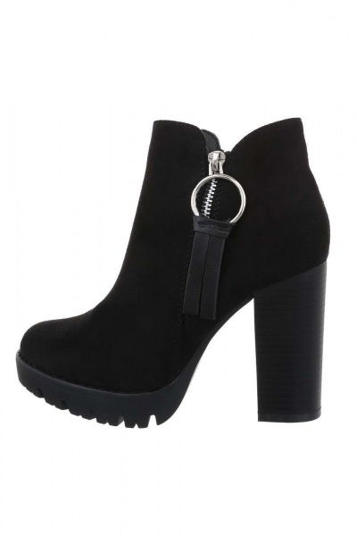 Botine cu fermoar si toc inalt, negre