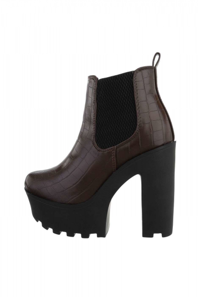 Botine dama cu platforma, maro
