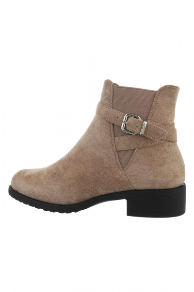 Botine dama casual cu catarama, crem