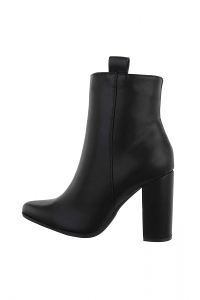 Botine dama elegante cu toc gros, negre