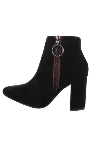 Botine dama din piele intoarsa eco, negre