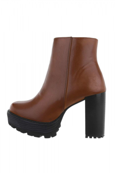 Botine dama cu toc inalt, culoare maro