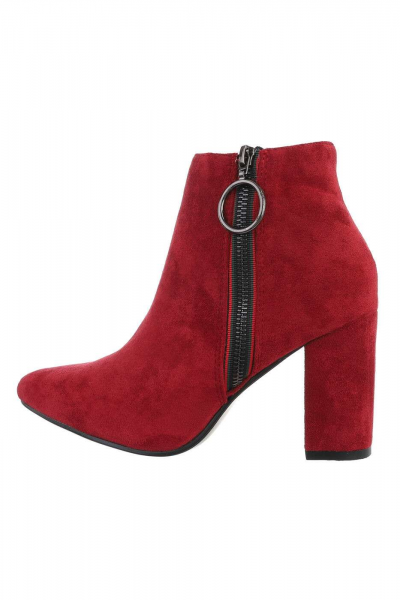 Botine dama din piele intoarsa eco, bordo