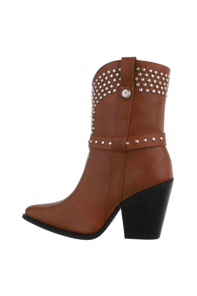 Botine stil ciocate cu capse, maro