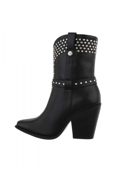 Botine stil ciocate cu capse,  negre