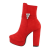 Botine dama cu platforma accesorizate, culoarea rosie