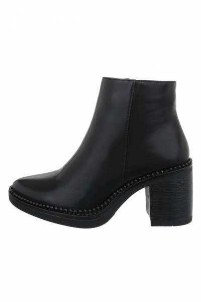 Botine dama elegante cu toc gros, negre