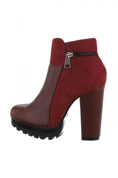 Botine dama casual cu toc inalt, bordo