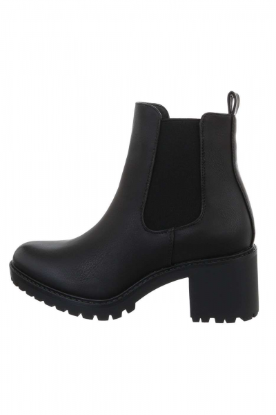 Botine dama casual cu toc gros, negre