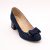 Pantofi dama din piele naturala, stilizati cu funda, captuseala naturala, bleumarin