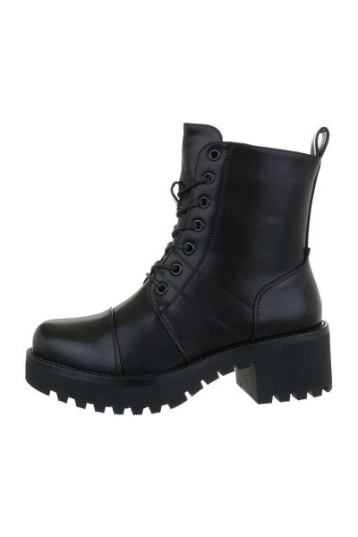 Botine dama casual cu talpa groasa, negre