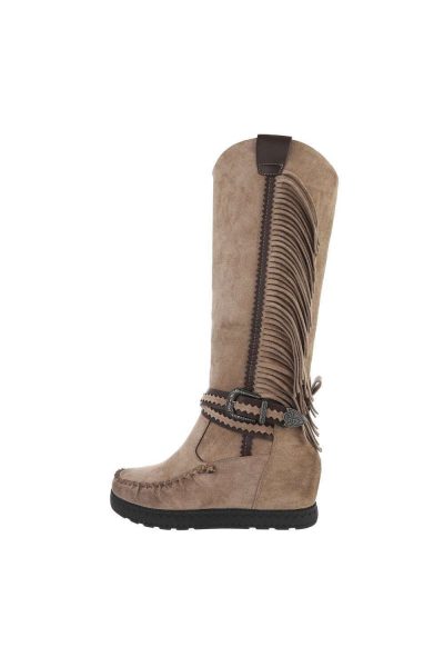 Cizme dama cazual, accesorizate, kaki