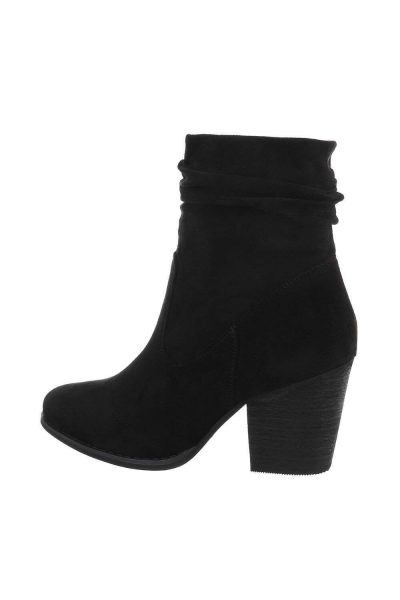 Botine dama casual cu toc gros, negre