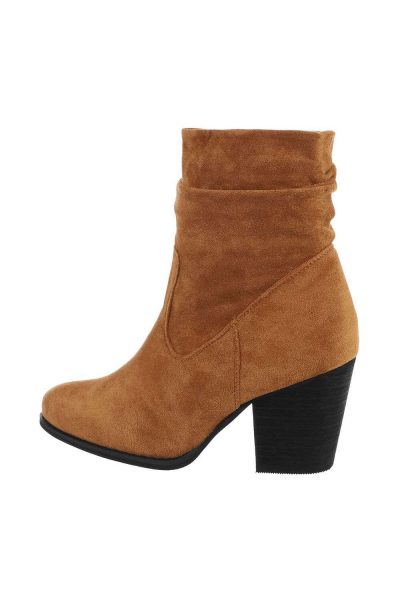 Botine dama casual cu toc gros, camel