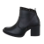 Botine dama din piele ecologica cu toc mediu, negre