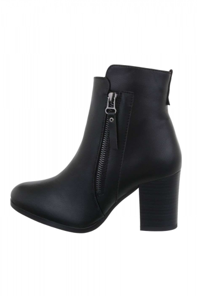 Botine dama din piele ecologica,inchidere cu fermoar, negre