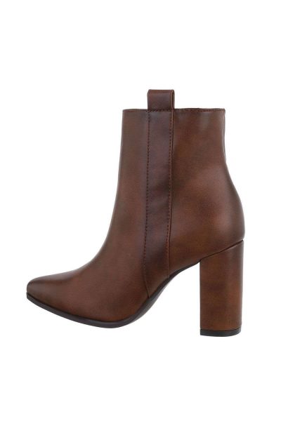 Botine dama elegante cu toc inalt, maro