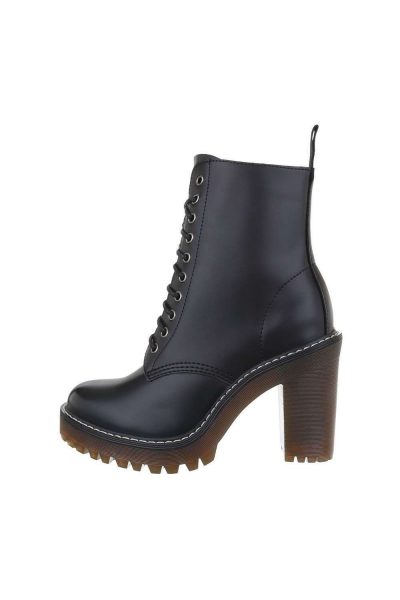 Botine dama casual, cu siret, negre