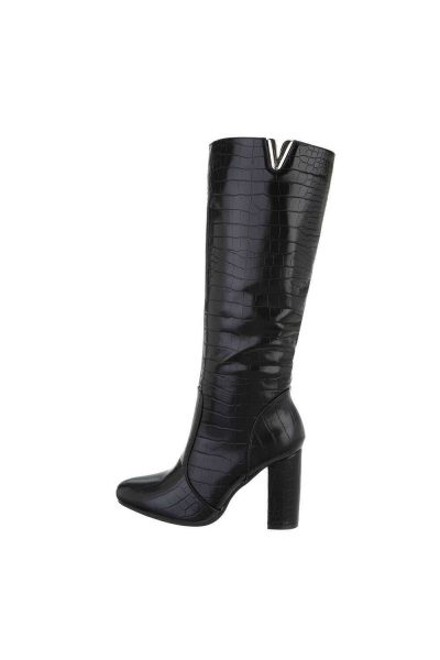 Cizme dama cu aspect croco, negre
