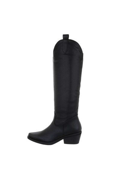 Cizme dama casual cu toc gros, negre