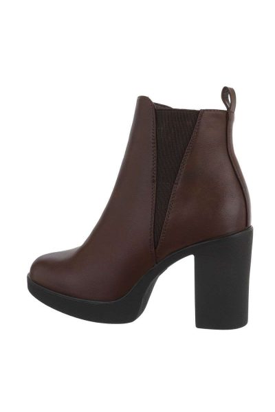 Botine dama casual cu toc inalt, maro
