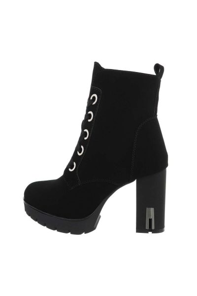 Botine casual casual cu toc inalt, negre