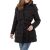 Geaca dama din fas, midi, cordon talie, cu gluga, neaga