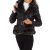 Jacheta dama scurta, interior imblanit, cordon talie, neagra