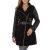 Palton dama casual, cordon in talie, accesorizat cu fermoare, negru