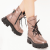 Ghete piele naturala, imblanite interior, talpa de 5 cm, roz sidefat