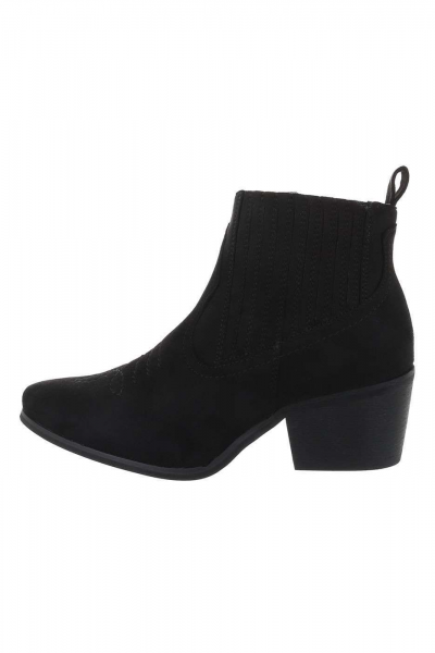 Botine dama din piele intoarsa ecologica, negre