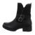 Botine dama din piele ecologica, cu catarame, inchidere cu fermoar, negre