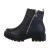 Botine din piele ecologica cu model albastru, inchidere cu fermoar,