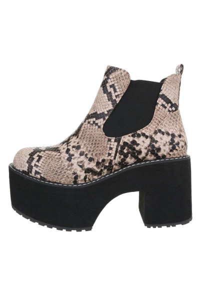 Botine dama cu platforma , piele ecologica, animal print