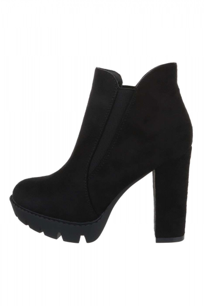 Botine dama cu toc inalt din piele ecologica, negre Botine dama cu toc inalt din piele ecologica, negre