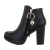 Botine dama din piele ecologica cu fermoar accesorizat, negre