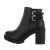 Botine dama negre din piele ecologica, cu catarame
