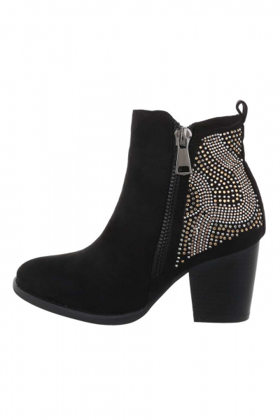 Botine dama accesorizate din piele ecologica, negre