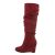 Cizme dama cu platforma, accesorizate, bordo