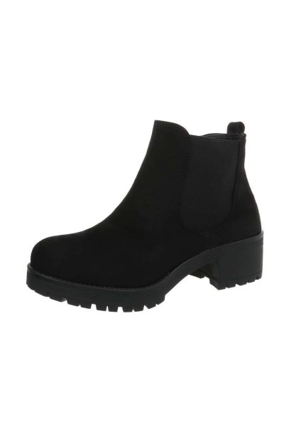 Botine dama casual cu talpa groasa, negre
