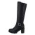 Cizme dama casual cu toc gros, accesorizate cu catarama, negre