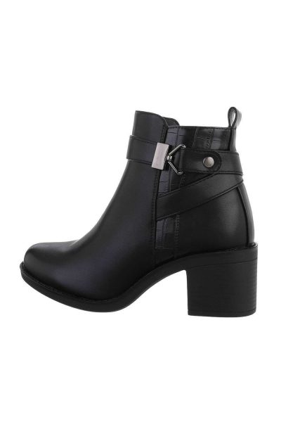 Botine dama casual cu toc gros, negre