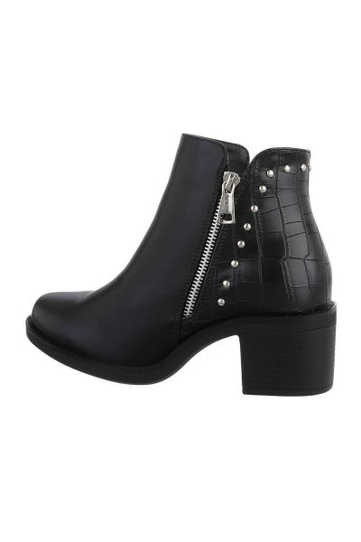 Botine dama casual cu toc gros, negre