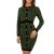 Rochie scurta, mulata, din tricot, accesorizata cu nasturi, culoare kaki