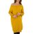 Pulover dama cu decolteu larg, oversize, culoarea galben mustar