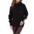 Pulover dama, tricotat, guler inalt, maneci bufante, negru