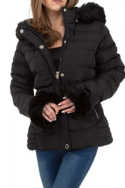 Geaca dama din fas, interior imblanit, neagra Geaca dama din fas, interior imblanit, neagra