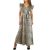 Rochie lunga animal print, decolteu in v, cordon talie