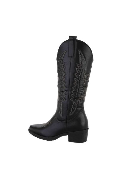 Cizme dama stil ciocate cu model, negre